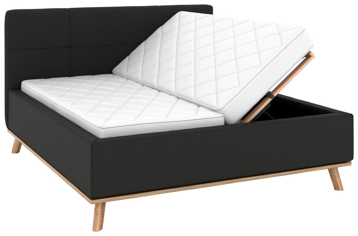 POLSTERBETT Matratze, Lattenrost, Bettkasten 160/200 cm  in Anthrazit  - Eichefarben/Anthrazit, Design, Holz/Textil (160/200cm) - Musterring