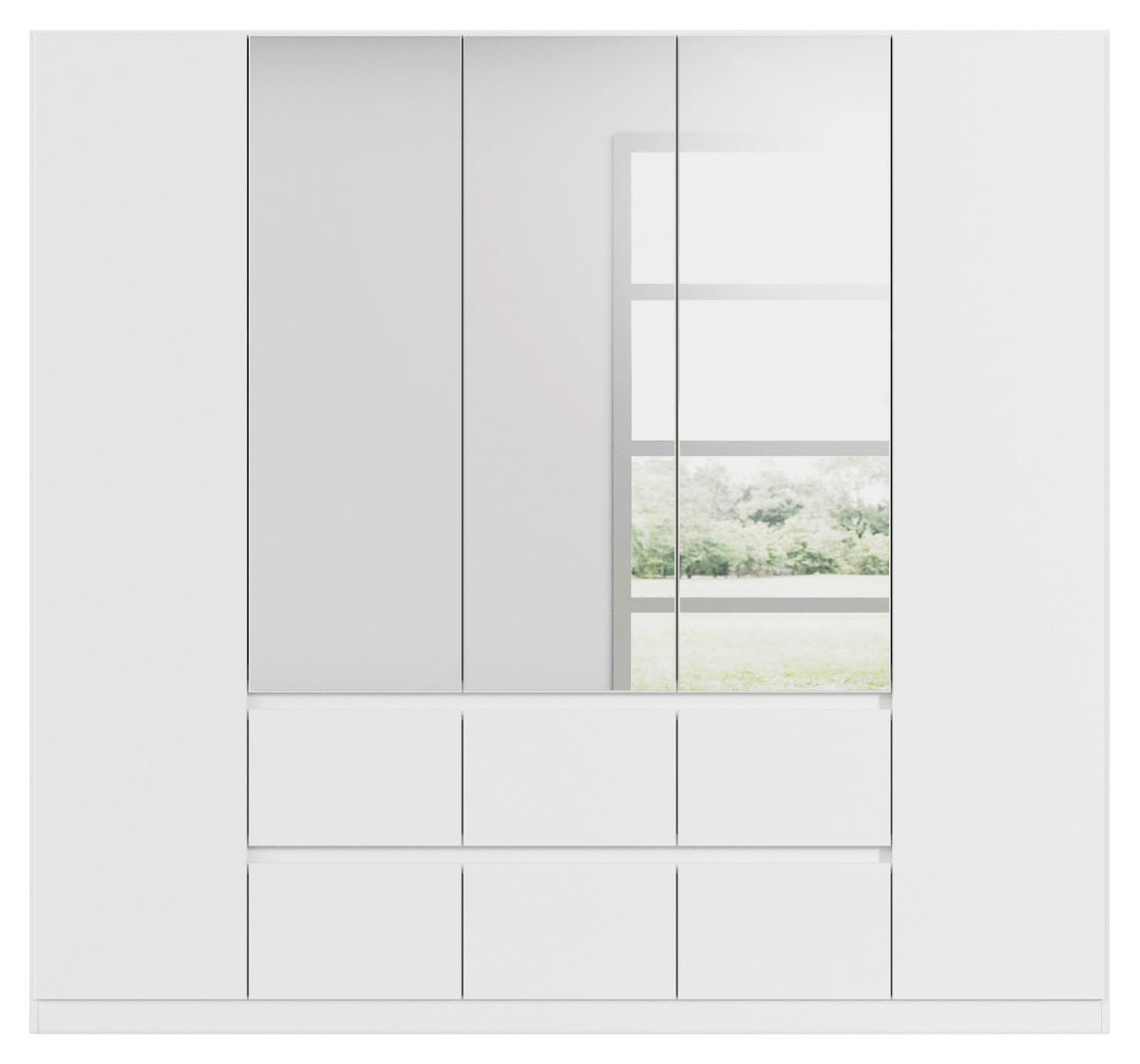DREHTÜRENSCHRANK 226/210/54 cm 5-türig Weiß, Silberfarben  - Silberfarben/Weiß, Basics, Holzwerkstoff (226/210/54cm) - Rauch Möbel