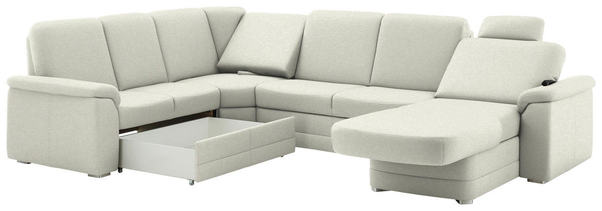 WOHNLANDSCHAFT  in Chenille Creme  - Creme/Alufarben, KONVENTIONELL, Holz/Textil (235/329/160cm) - Beldomo Comfort