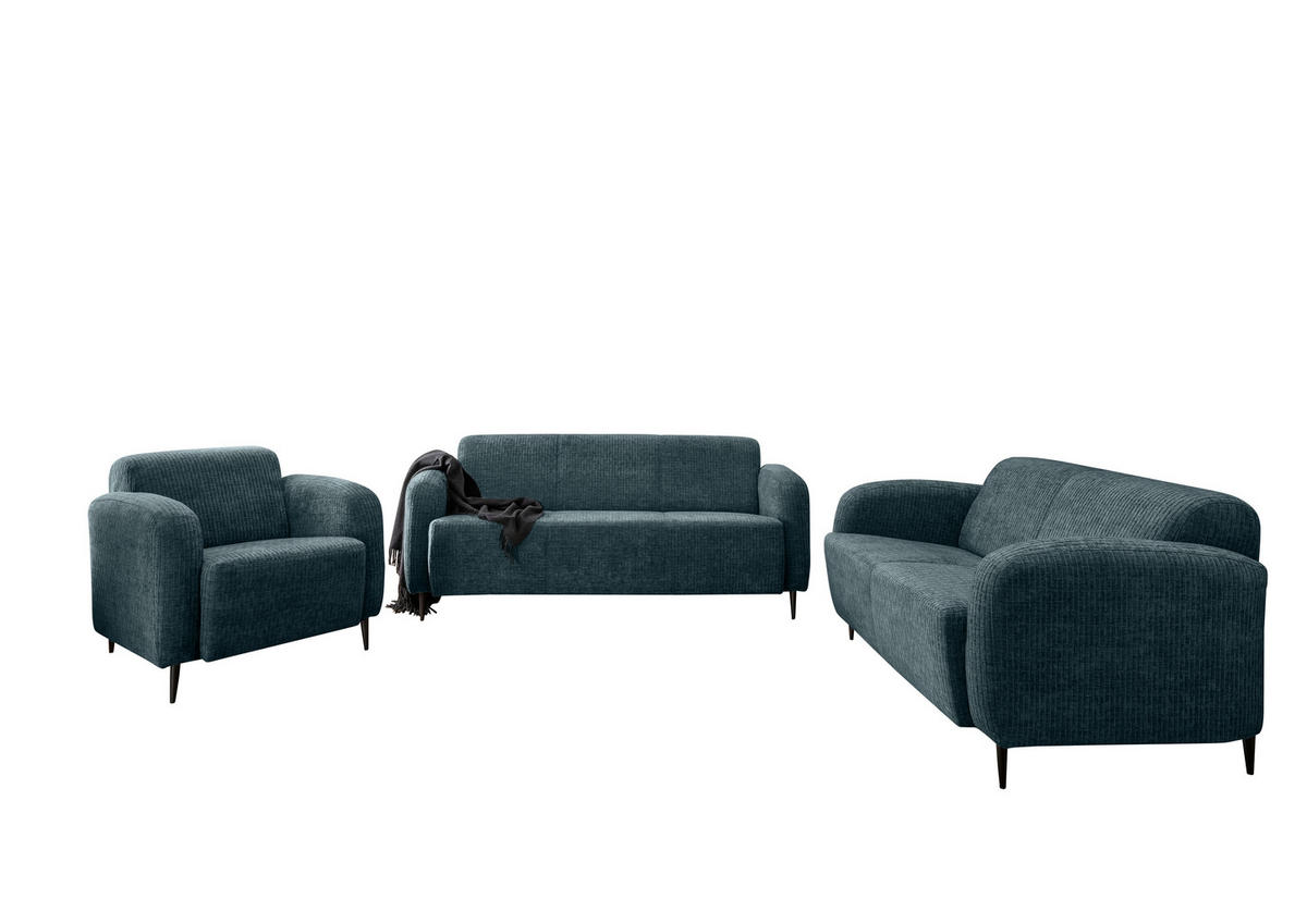SESSEL in Velours Blau  - Blau/Schwarz, Modern, Textil/Metall (85/76/90cm) - Livetastic