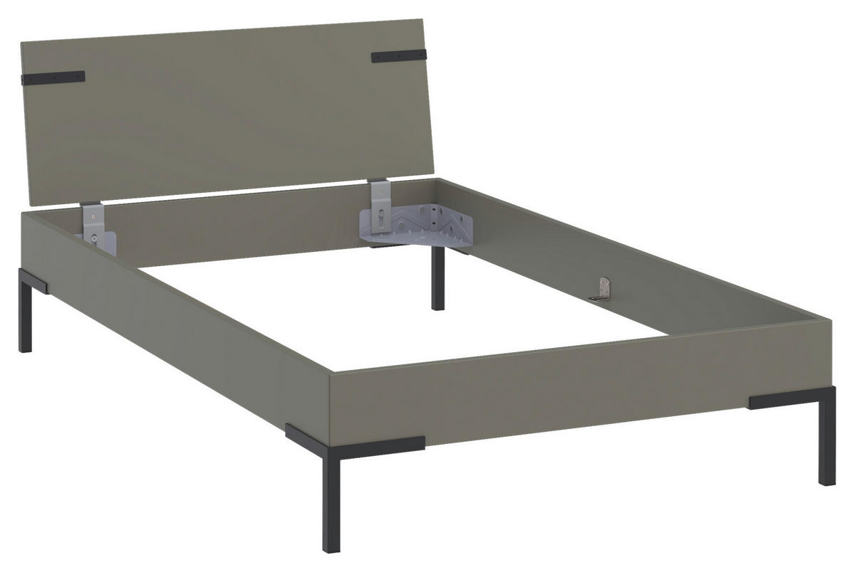 BETT 120/200 cm,  in Grau, Grün,  - Schwarz/Grau, Design, Metall (120/200cm) - Xora