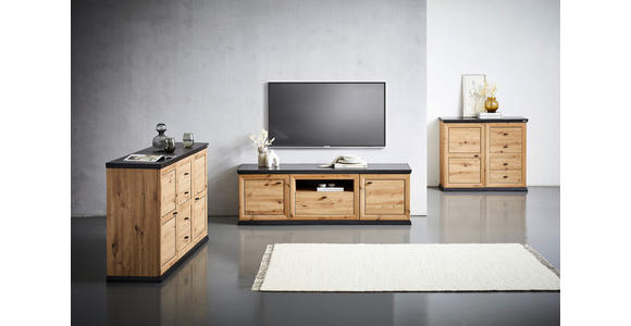 SIDEBOARD 160/89,5/43 cm  - Dunkelgrau/Eichefarben, LIFESTYLE, Holzwerkstoff/Metall (160/89,5/43cm) - Xora