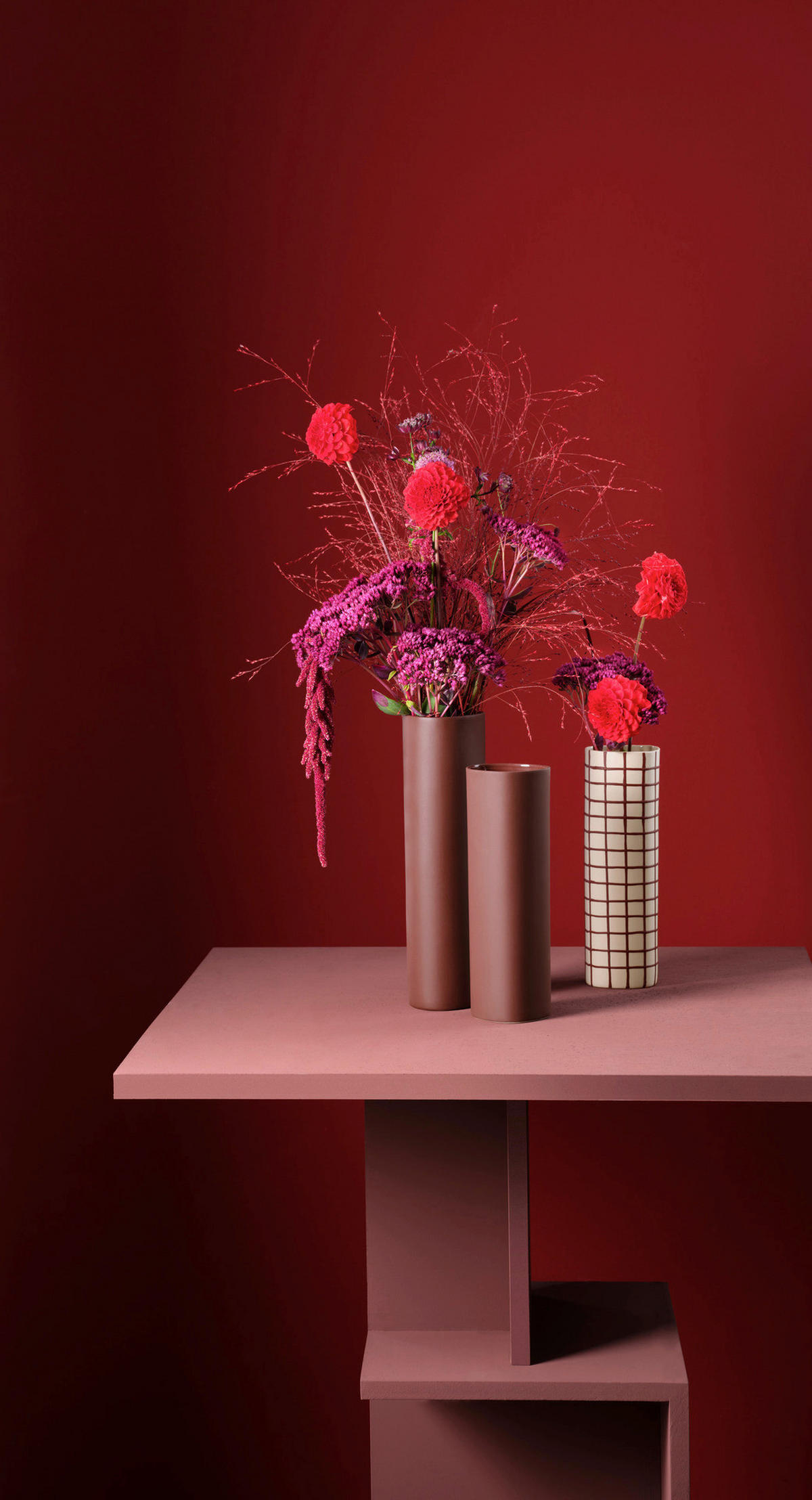 VASE lines and squares  - Bordeaux, KONVENTIONELL, Keramik (8/25cm) - ASA