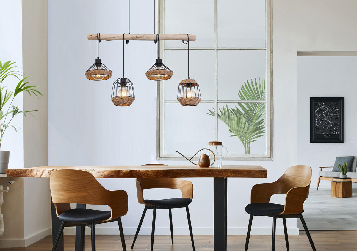 HÄNGELEUCHTE 105/21/120 cm   - Dunkelbraun/Schwarz, LIFESTYLE, Naturmaterialien/Holz (105/21/120cm) - Globo