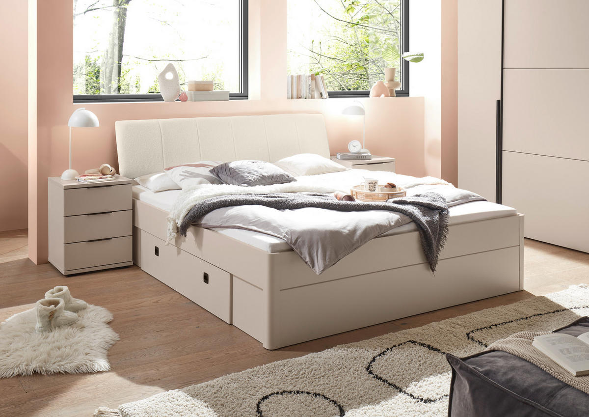 BETT 180/200 cm,  in Beige, Kaschmir, Bettschubladen,  - Kaschmir/Beige, KONVENTIONELL (180/200cm) - Boxxx