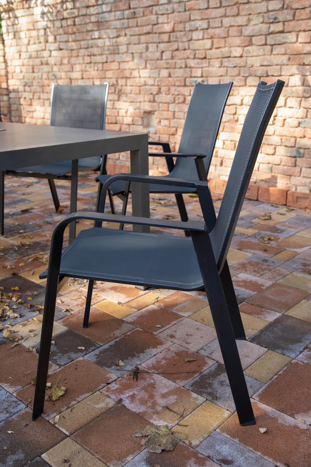 GARTENSET beschichtet Aluminium  - Schieferfarben/Anthrazit, Basics, Textil/Metall (160+60/98/72cm) - Acamp