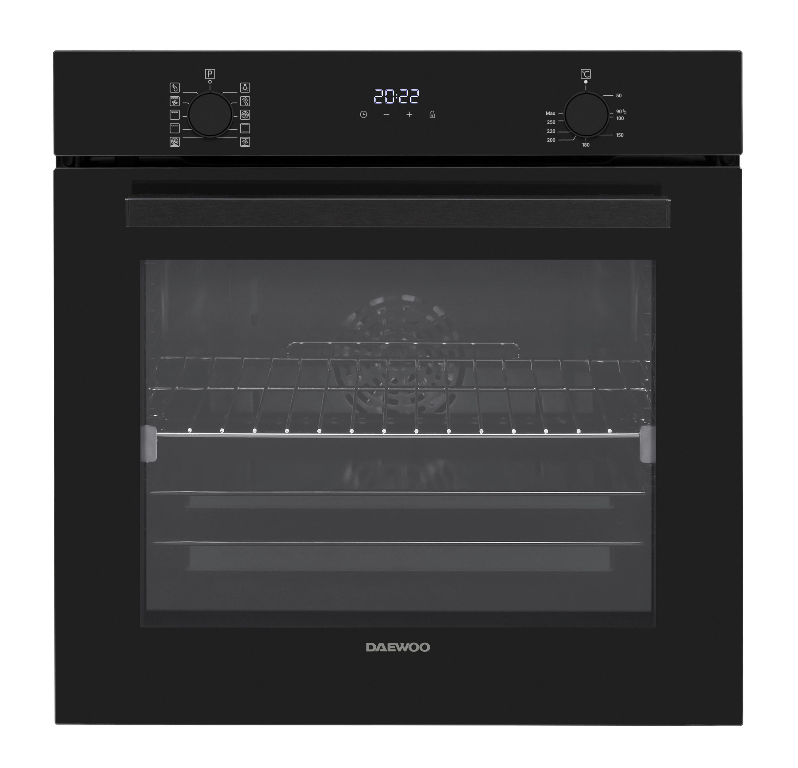 EINBAUBACKOFEN  - Schwarz, Basics, Glas/Metall (59.5/59.5/57.5cm) - Daewoo