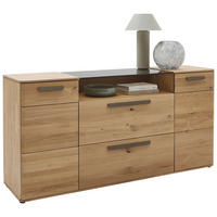 SIDEBOARD Wildeiche  181,9/89,4/45,2 cm  - Wildeiche/Schwarz, Natur, Glas/Holz (181,9/89,4/45,2cm) - Valnatura