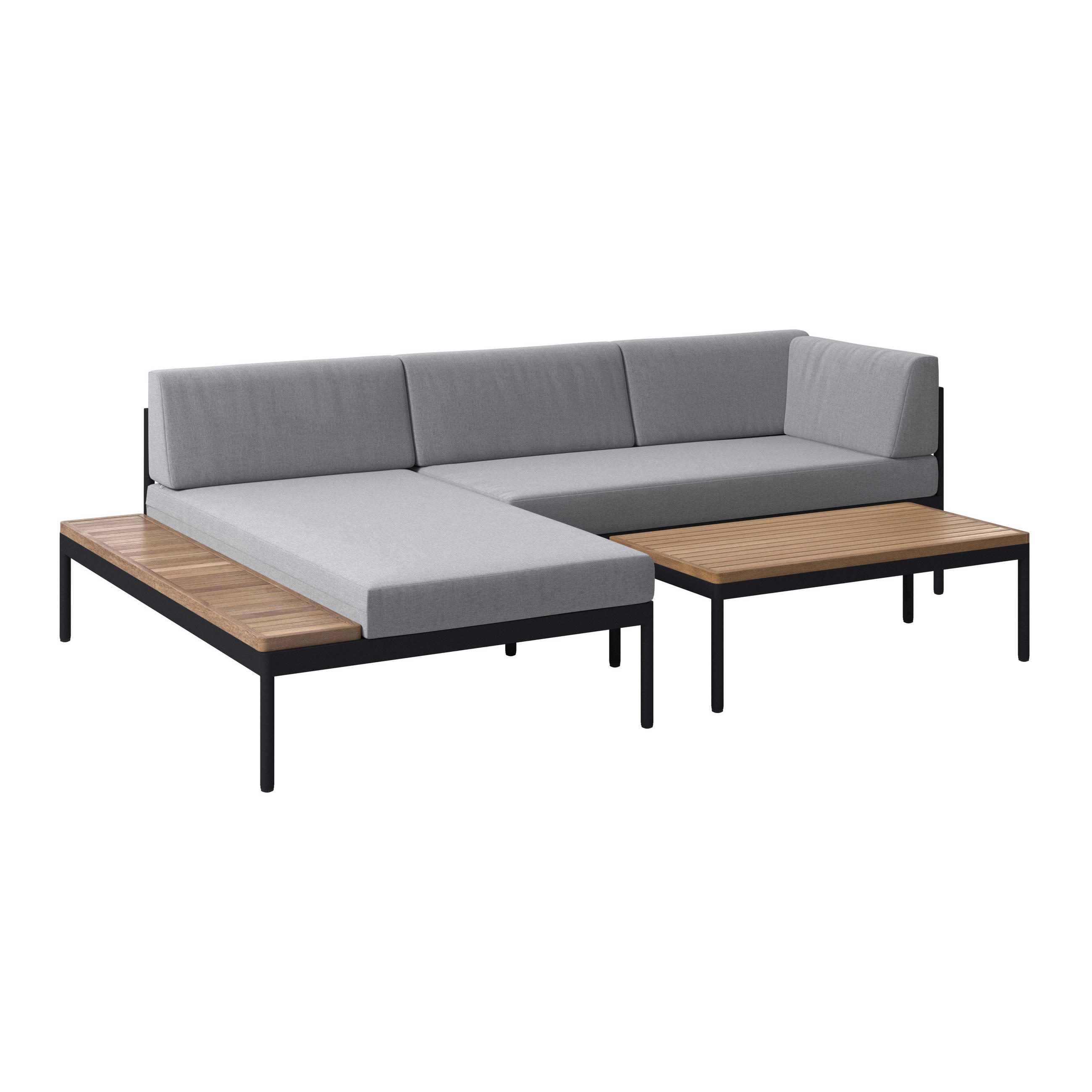 LOUNGE GARNITURA   drvo, metal, tekstil  siva, boje bagrema    - siva/boje bagrema, Moderno, drvo/metal (149/99cm) - Ambia Garden