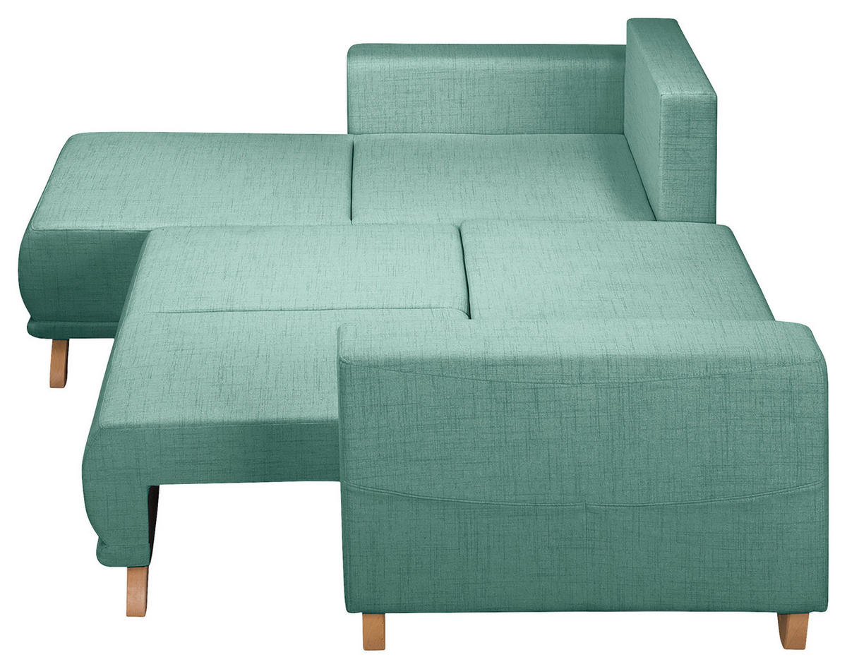 ECKSOFA in Textilgeflecht Mintgrün  - Wengefarben/Mintgrün, Design, Holz/Textil (257/174cm) - Livetastic