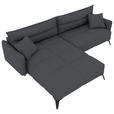 ECKSOFA in Cord Dunkelgrau  180/253 cm  - Dunkelgrau/Schwarz, KONVENTIONELL, Textil/Metall (180/253cm) - Carryhome