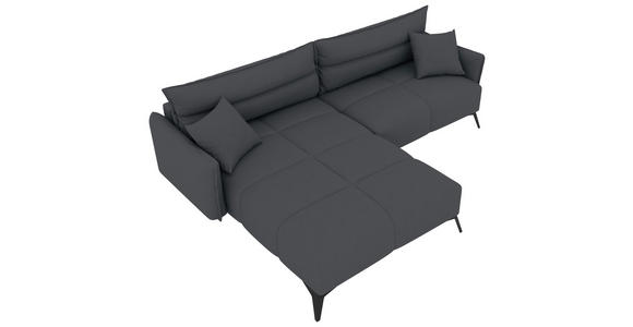 ECKSOFA in Cord Dunkelgrau  180/253 cm  - Dunkelgrau/Schwarz, KONVENTIONELL, Textil/Metall (180/253cm) - Carryhome