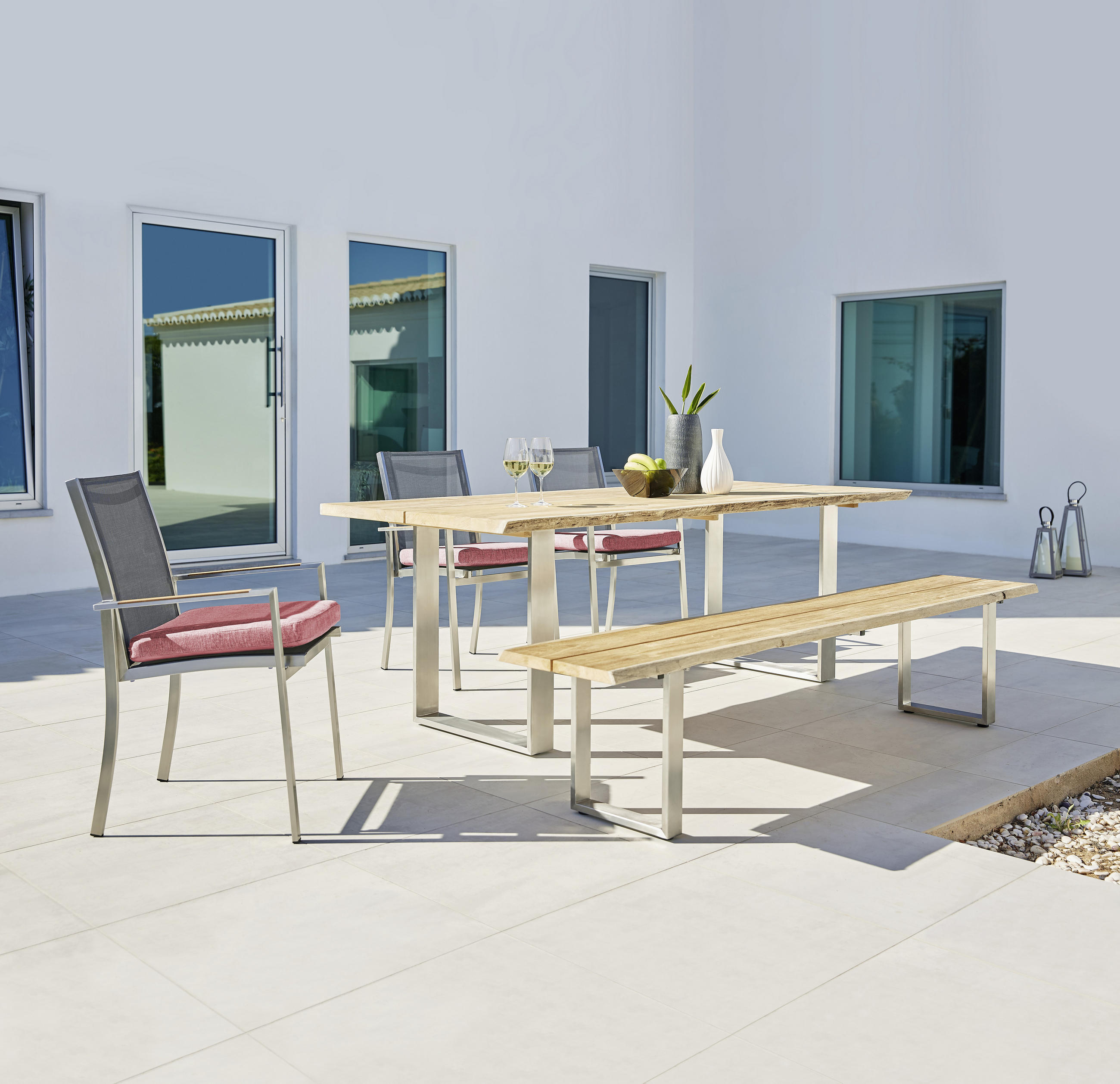 STAPELSESSEL Edelstahl Grau, Silberfarben  - Silberfarben/Grau, Design, Holz/Textil (57/90/63cm)