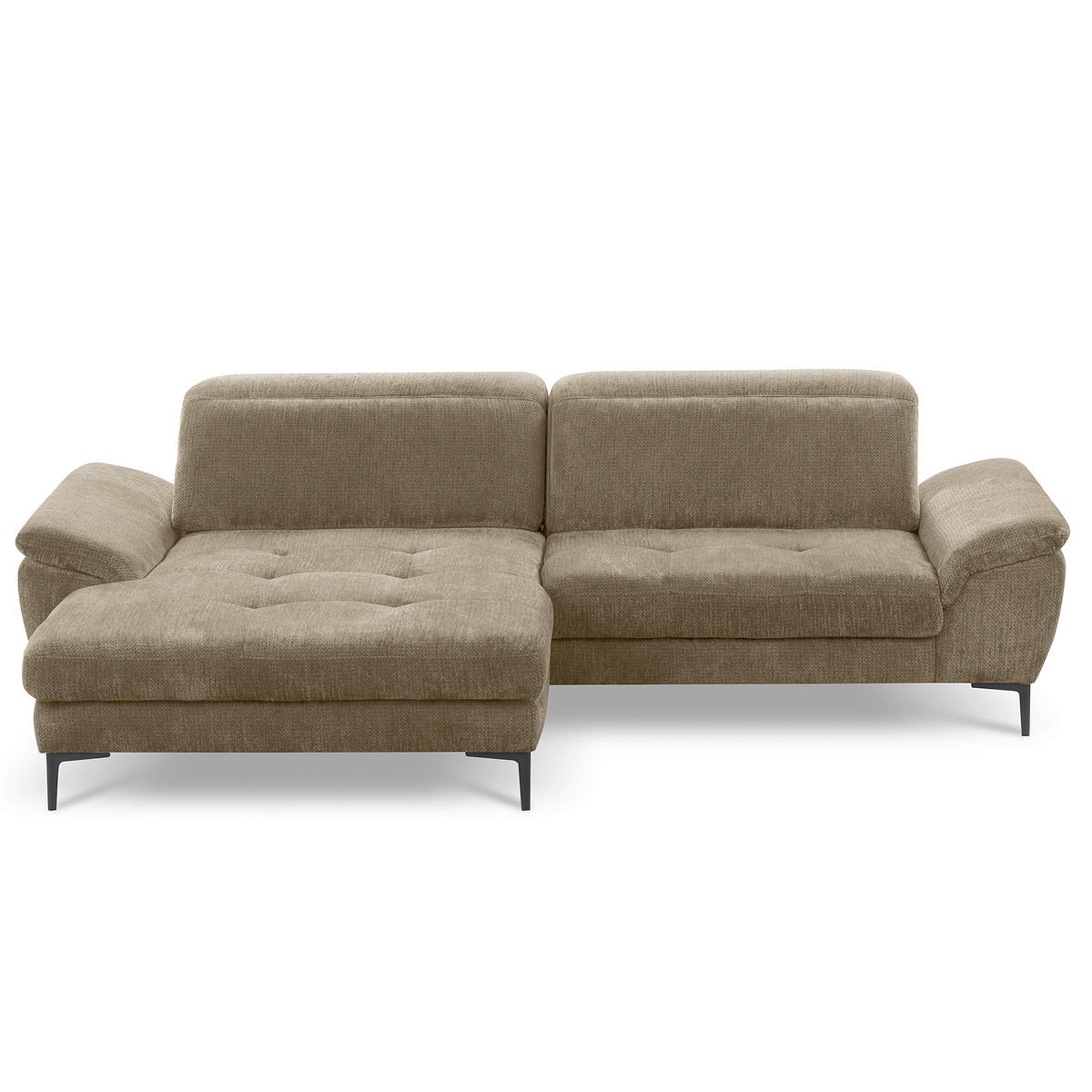 ECKSOFA  Webstoff Taupe  - Taupe/Schwarz, Design, Textil/Metall (195/268cm) - Livetastic