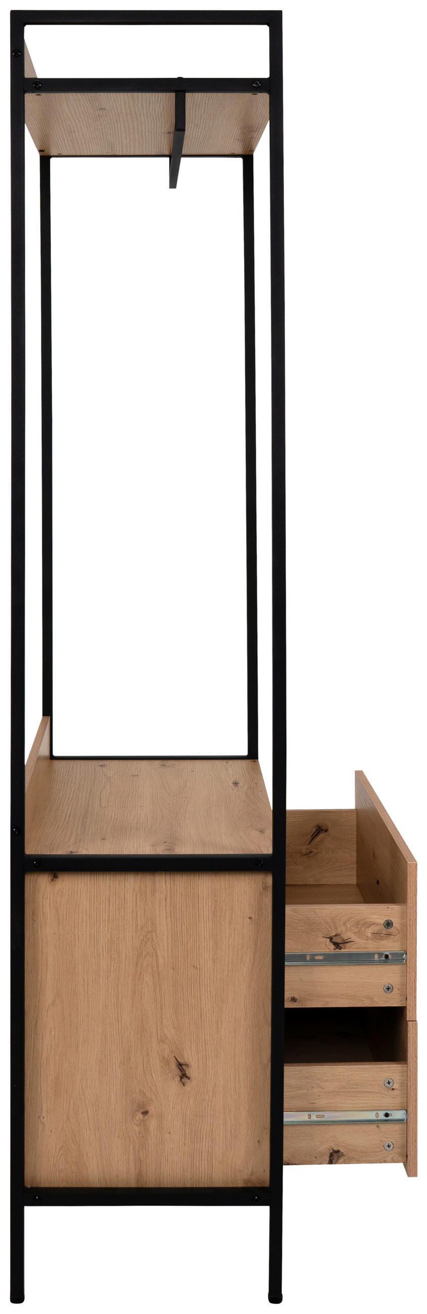 Garderobe Dhaka 64/190/40 cm  - Schwarz, Modern, Holzwerkstoff/Metall (64/190/40cm) - Livetastic