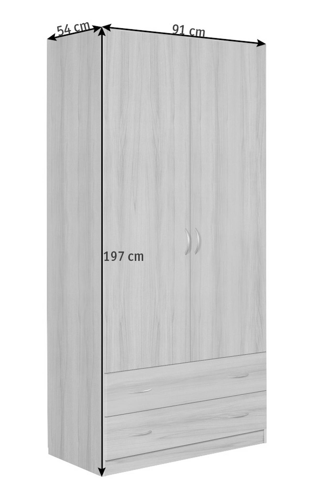 DREHTÜRENSCHRANK in Weiss, Sonoma Eiche  - Weiss/Silberfarben, Design, Holzwerkstoff/Metall (91/197/54cm) - Boxxx