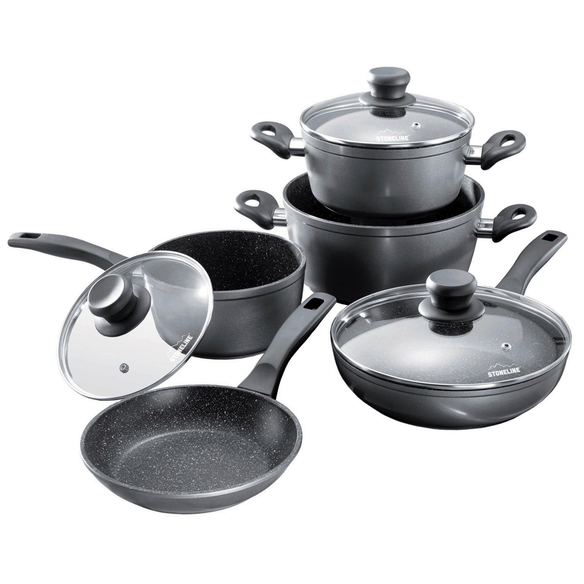 KOCHTOPFSET Aluminium 8-teilig - Basics, Metall (37,5/22/59cm) - Stoneline