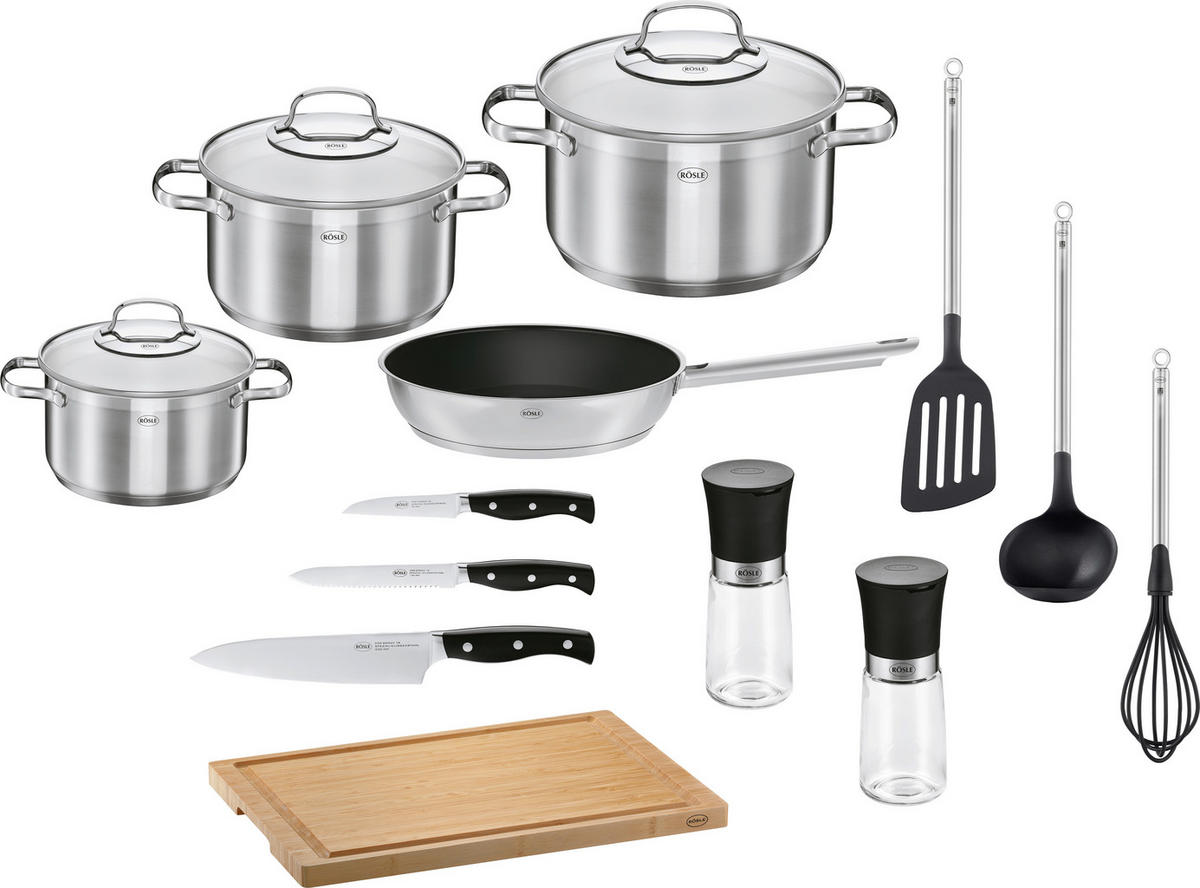 KOCHTOPFSET GOURMET-SET ELEGANCE 13-teilig  - Basics, Metall (37,8/29/59cm) - Rösle