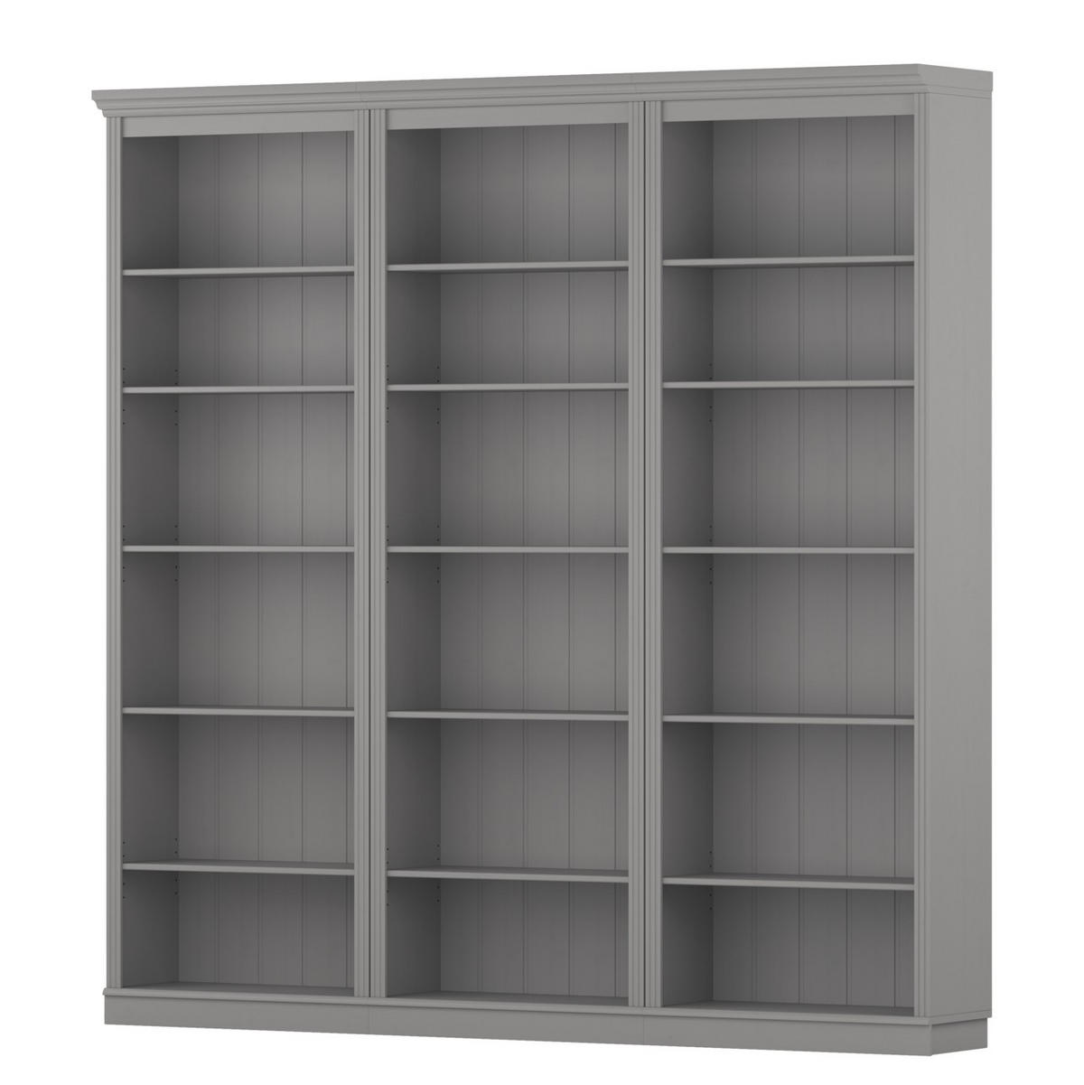 BÜCHERWAND Kiefer massiv Grau  - Grau, Design, Holz (222/223/37cm) - Livetastic
