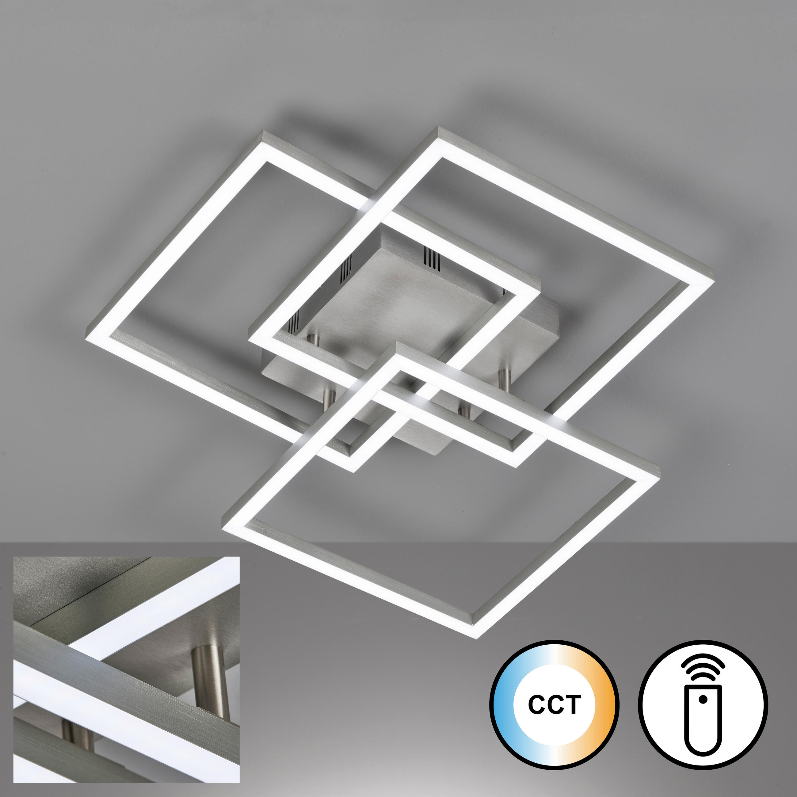 LED-DECKENLEUCHTE 52/52/9.5 cm   - Alufarben, Basics, Metall (52/52/9.5cm)
