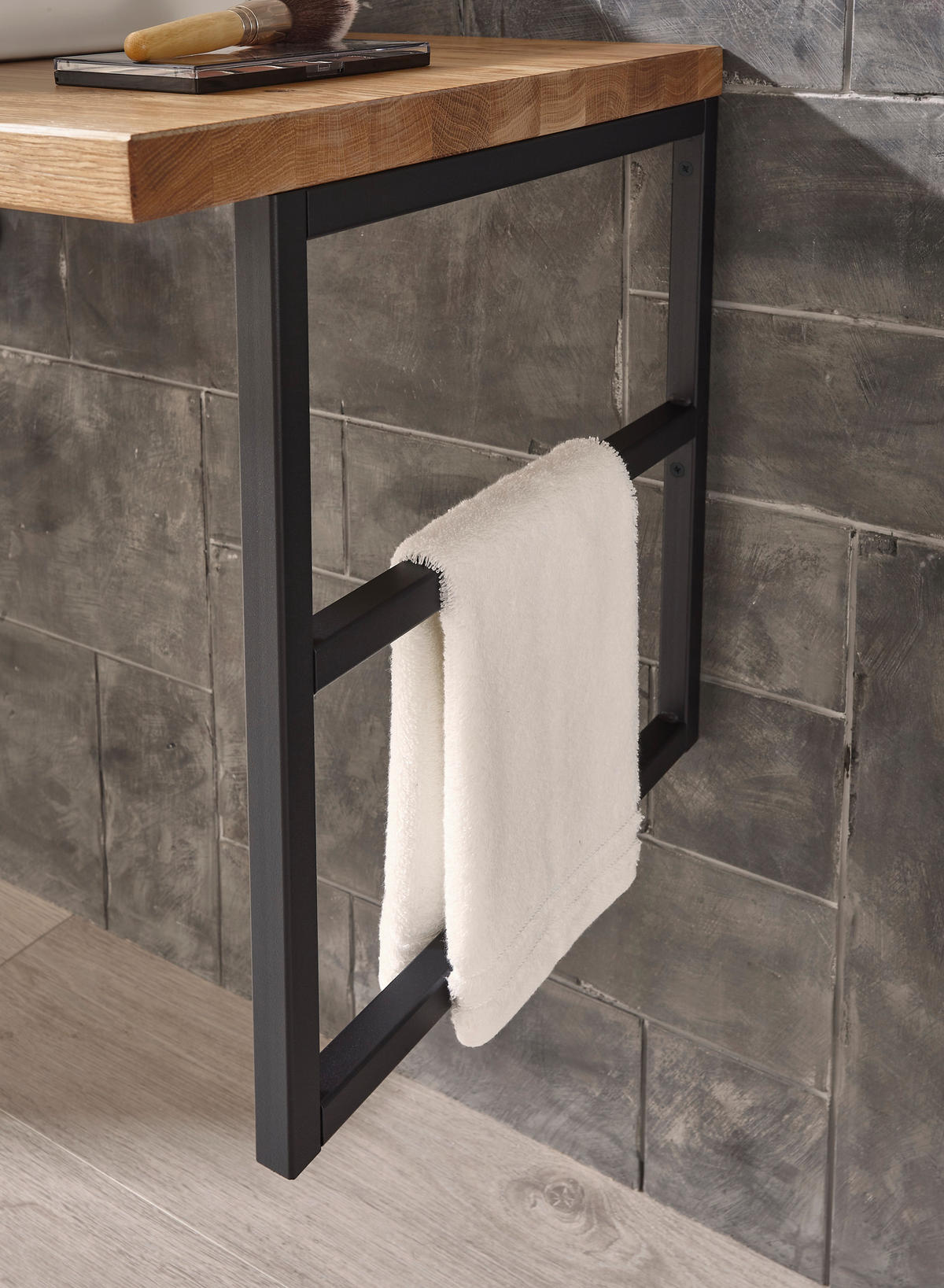 WASCHBECKENUNTERSCHRANK 90/45/47 cm  - Eichefarben/Schwarz, Natur, Holz/Metall (90/45/47cm) - Linea Natura