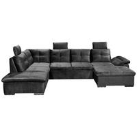 WOHNLANDSCHAFT in Mikrovelours Schwarz  - Schwarz, KONVENTIONELL, Kunststoff/Textil (217/334/127cm) - Carryhome
