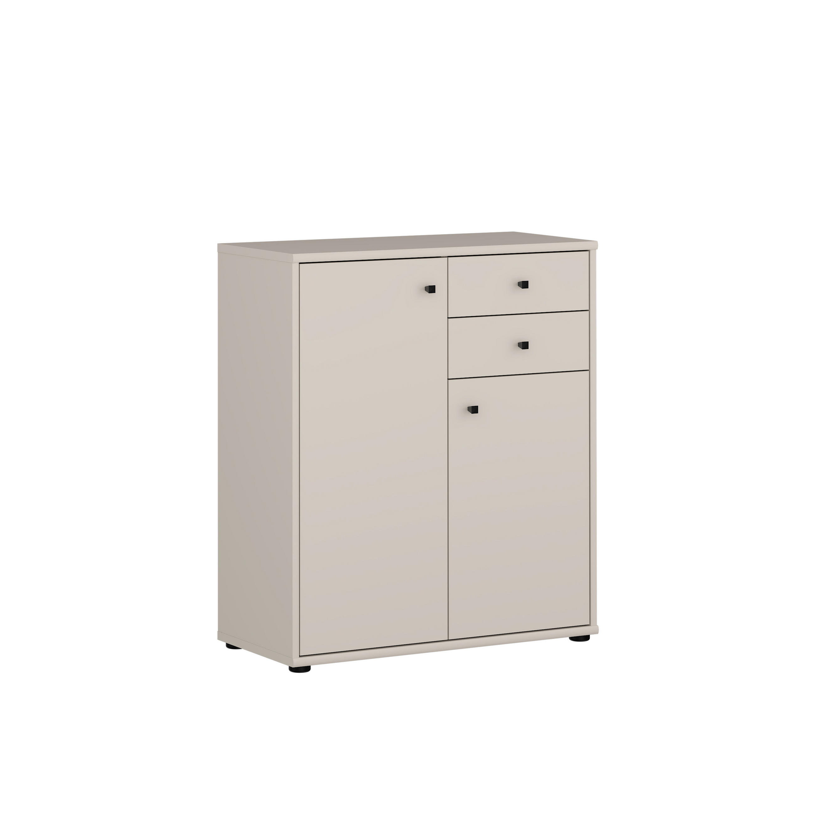 KOMMODE , 73,7/85,5/34,8 cm, 2 Schublade(n)  - Sandfarben/Schwarz, Design, Holzwerkstoff/Kunststoff (73,7/85,5/34,8cm)