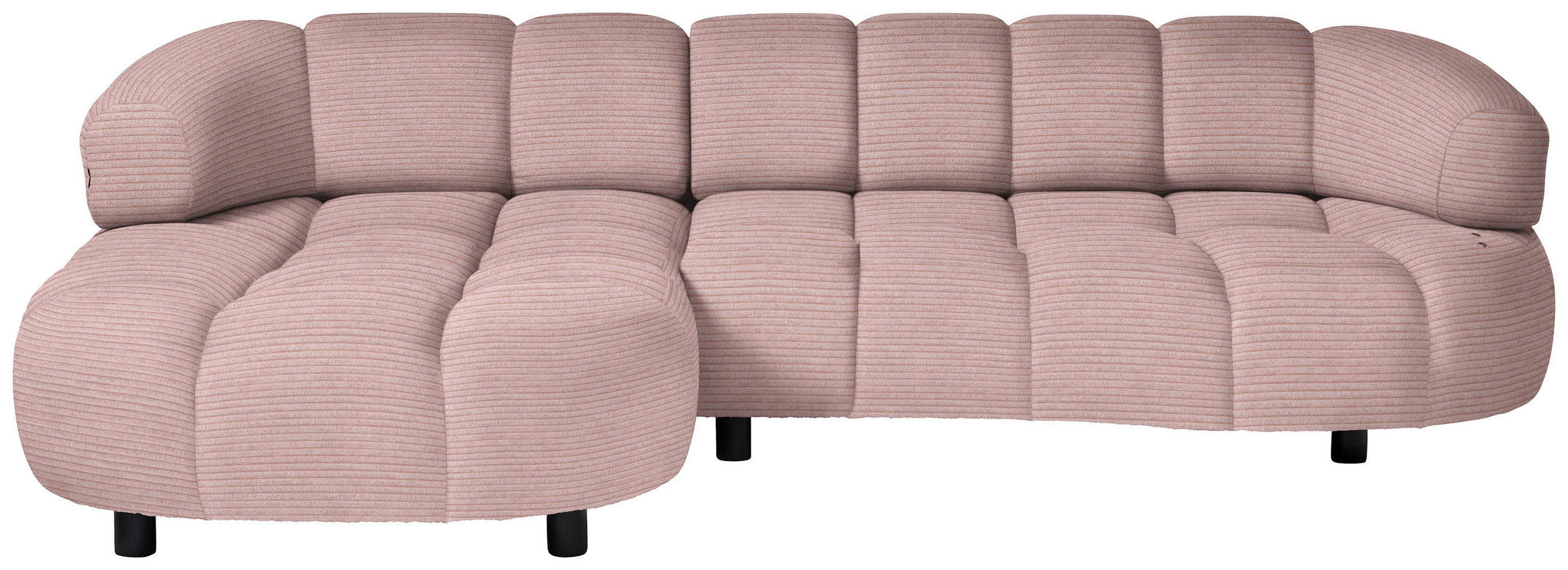 ECKSOFA in Cord, Velours Rosa  183/284 cm  - Schwarz/Rosa, Design, Holz/Textil (183/284cm) - Welnova