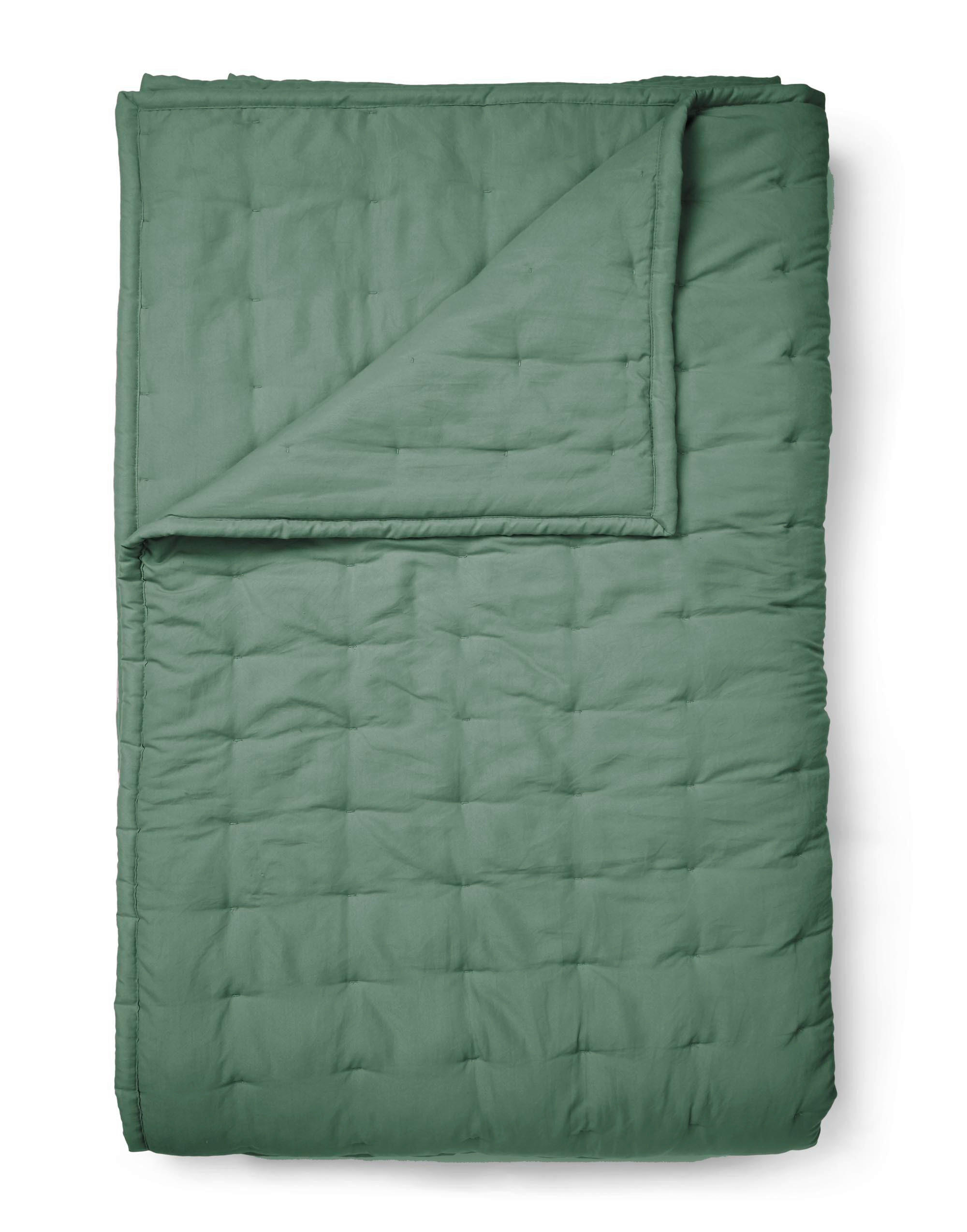 PŘEHOZ NA POSTEL, polyester (recyklovaný), 220/265 cm - zelená, Basics, textil (220/265cm) - Essenza