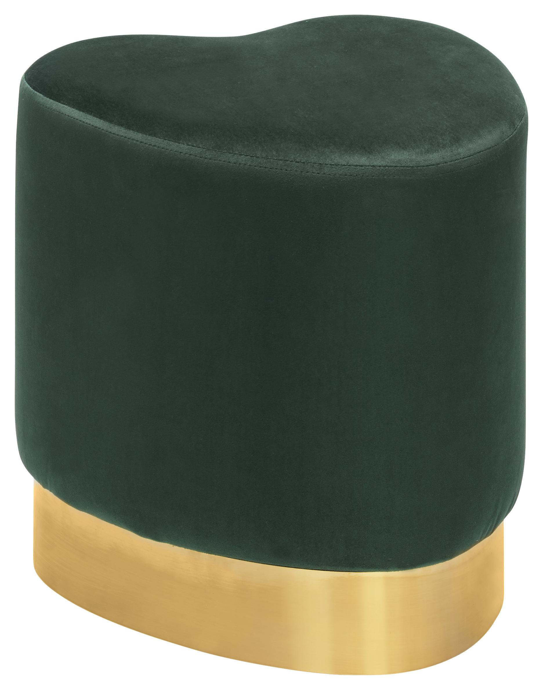 Hocker in Holz, Metall, Textil Grün, Goldfarben