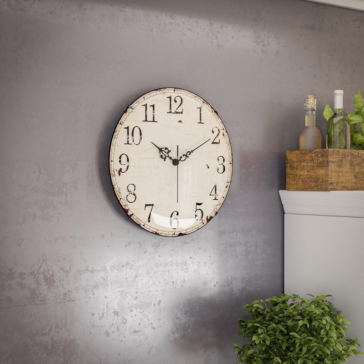 WANDUHR  Braun, Weiß 35 cm  - Braun/Weiß, Basics, Kunststoff (35cm)