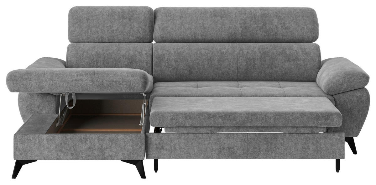 ECKSOFA in Grau  - Schwarz/Grau, Textil/Metall (166/261cm) - MID.YOU
