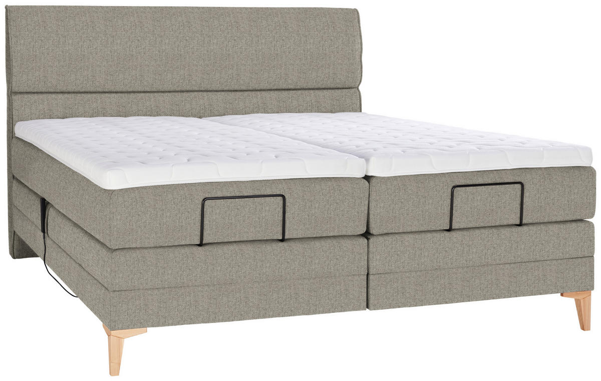 BOXSPRINGBETT 180/200 cm  in Greige  - Greige/Eichefarben, Konventionell, Holz/Textil (180/200cm) - Voleo
