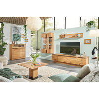 WOHNWAND  in Eichefarben 320/200,8/53,7 cm  - Eichefarben/Schwarz, Natur, Glas/Holz (320/200,8/53,7cm) - Valnatura