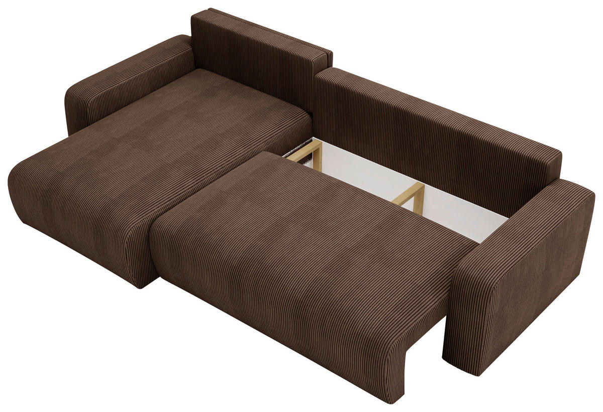 ECKSOFA in Cord Braun  - Schwarz/Braun, MODERN, Kunststoff/Textil (150/245cm) - Carryhome