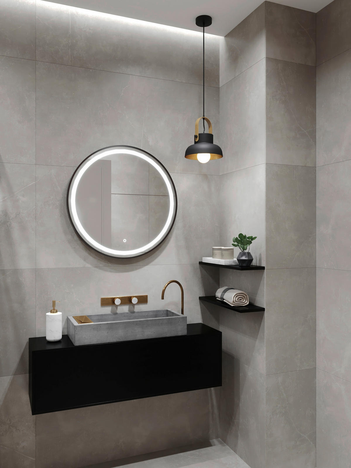 BADEZIMMERSPIEGEL 70/70/4 cm  - Schwarz, MODERN, Glas/Metall (70/70/4cm) - MID.YOU