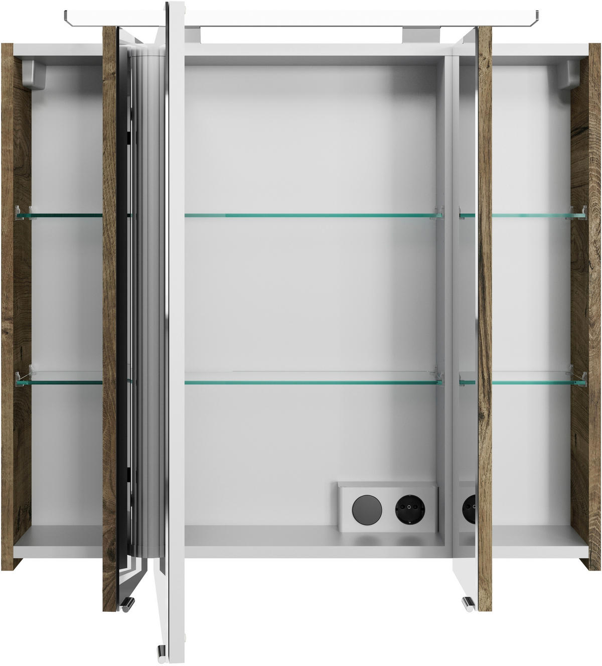 BADEZIMMER 3-teilig  in 84 cm  - Eiche dunkel/Chromfarben, MODERN, Glas/Keramik (84cm) - Sadena