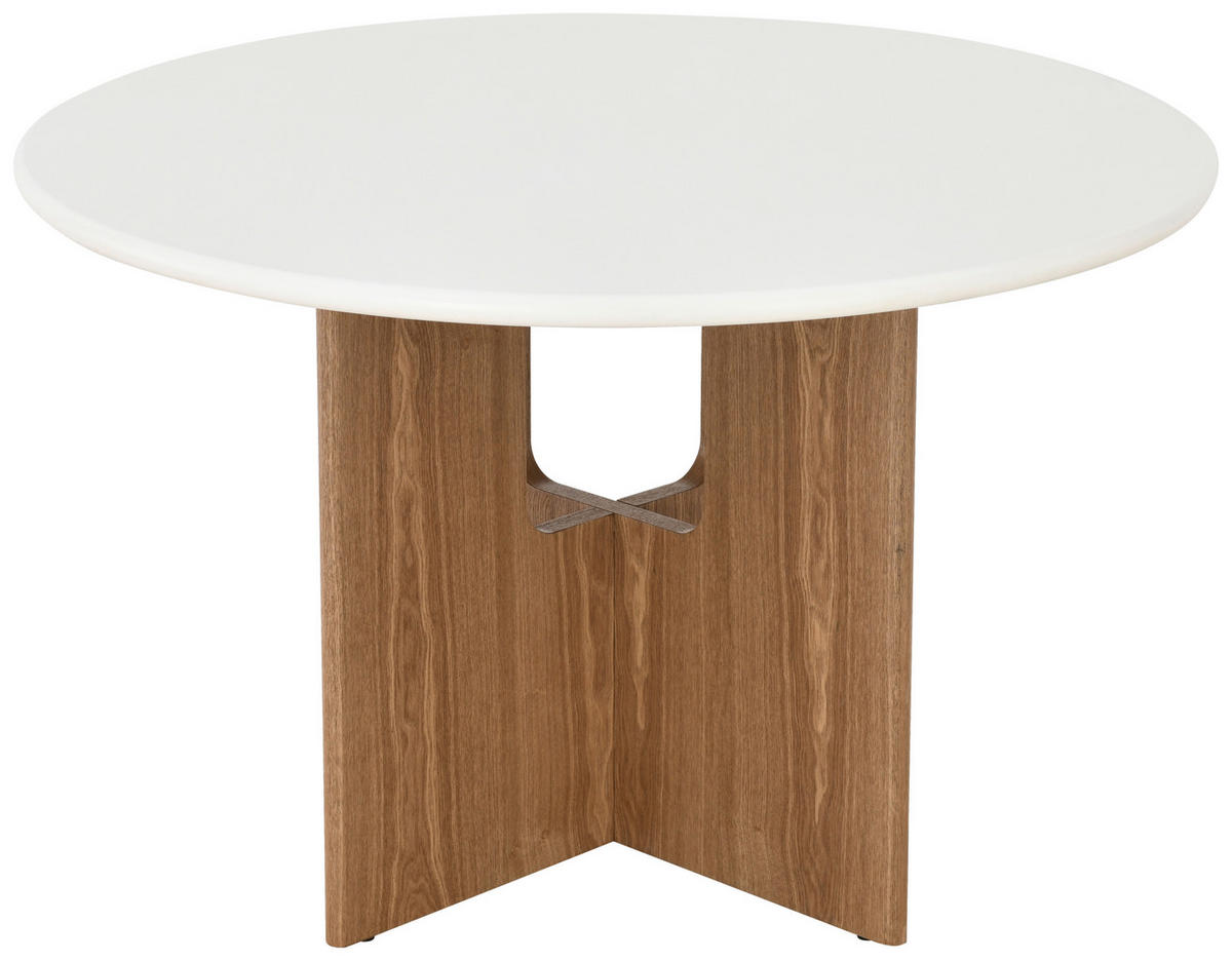 ESSTISCH Echtholz, Nachbildung  Holz, Wellpappe rund Weiß, Eichefarben  - Eichefarben/Weiß, MODERN, Holz/Wellpappe (120/75cm) - Livetastic