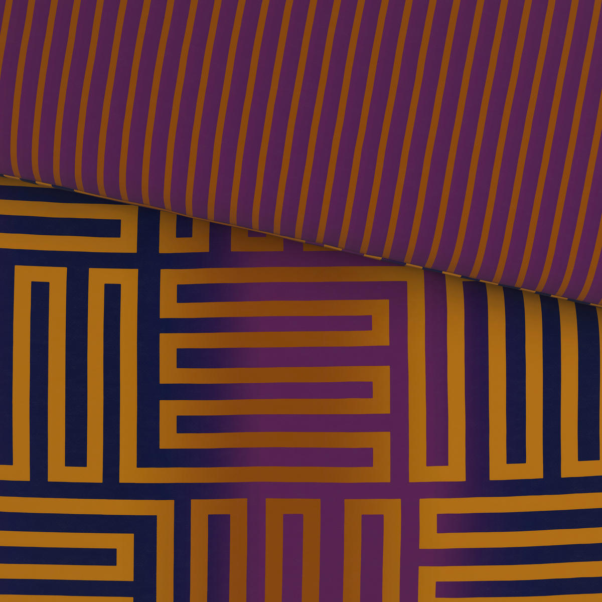 WENDEBETTWÄSCHE 2-teilig Satin 140/200 cm  - Braun/Orange, KONVENTIONELL, Textil (140/200cm) - Novel