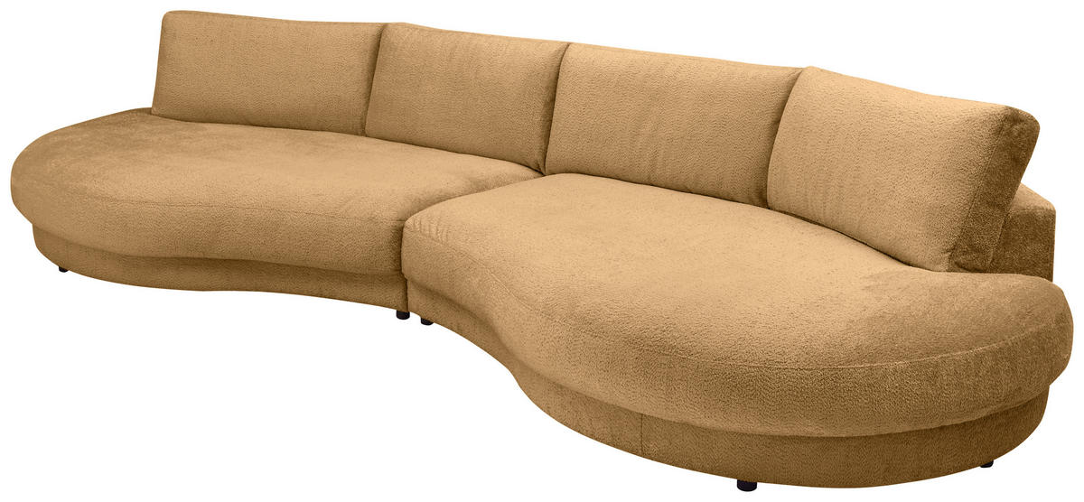 BIGSOFA Chenille Goldfarben  - Goldfarben/Schwarz, Design, Kunststoff/Textil (410/86/166cm) - Pure Home Lifestyle