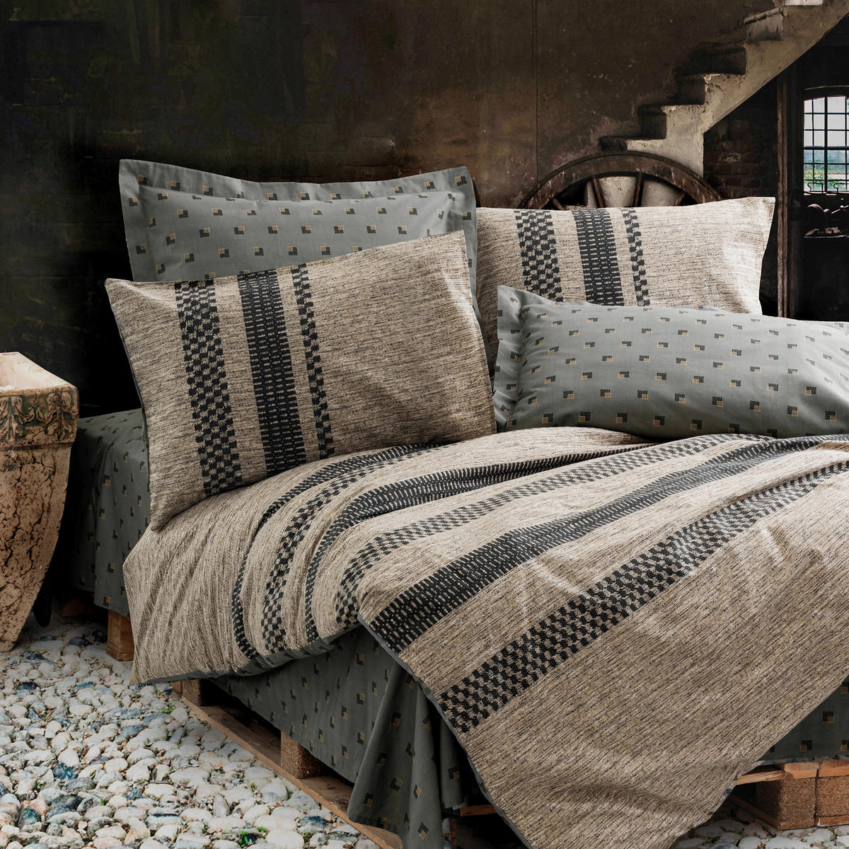 BETTWÄSCHE 135/200 cm  - Schwarz/Braun, Basics, Textil (135/200cm)