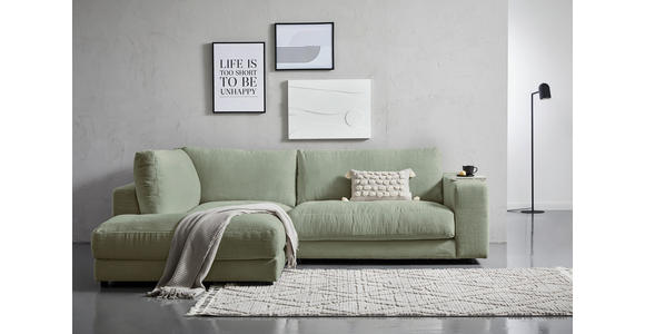 ECKSOFA in Cord Dunkelgrün  - Dunkelgrün/Schwarz, Design, Kunststoff/Textil (224/265cm) - Hom`in