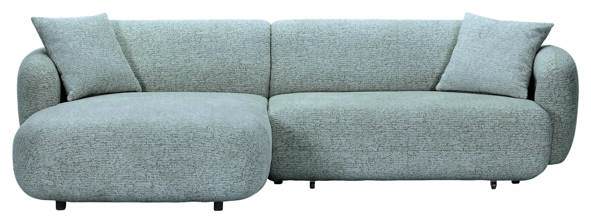 ECKSOFA  in Flachgewebe Mintgrün Zierkissen, Rücken echt, Sitztiefenverstellung  162/275 cm  - Schwarz/Mintgrün, MODERN, Kunststoff/Textil (162/275cm) - Carryhome