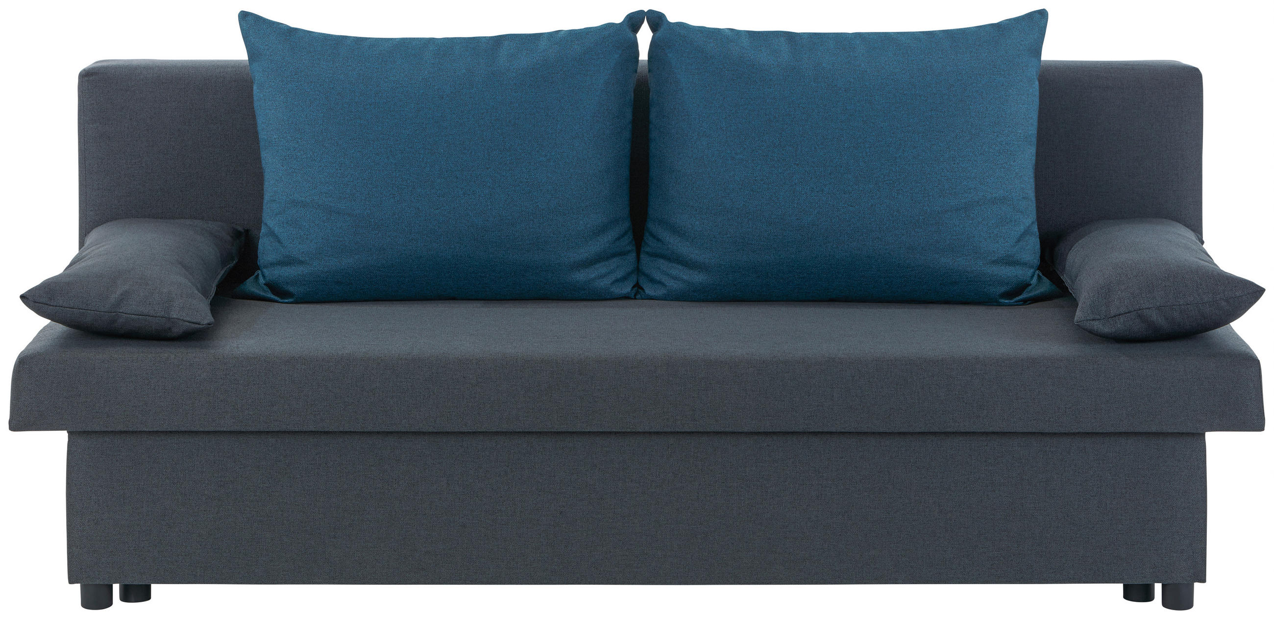 SCHLAFSOFA NEO Webstoff Dunkelgrau, Blau  inkl. Rückenkissen, Armlehnenkissen, Bettkasten  - Blau/Dunkelgrau, Basics, Kunststoff/Textil (192/82/82cm) - P & B