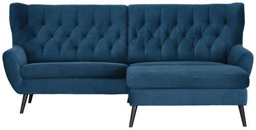 ECKSOFA in Cord Blau  - Blau/Schwarz, Design, Holz/Textil (237/165cm) - Stylife