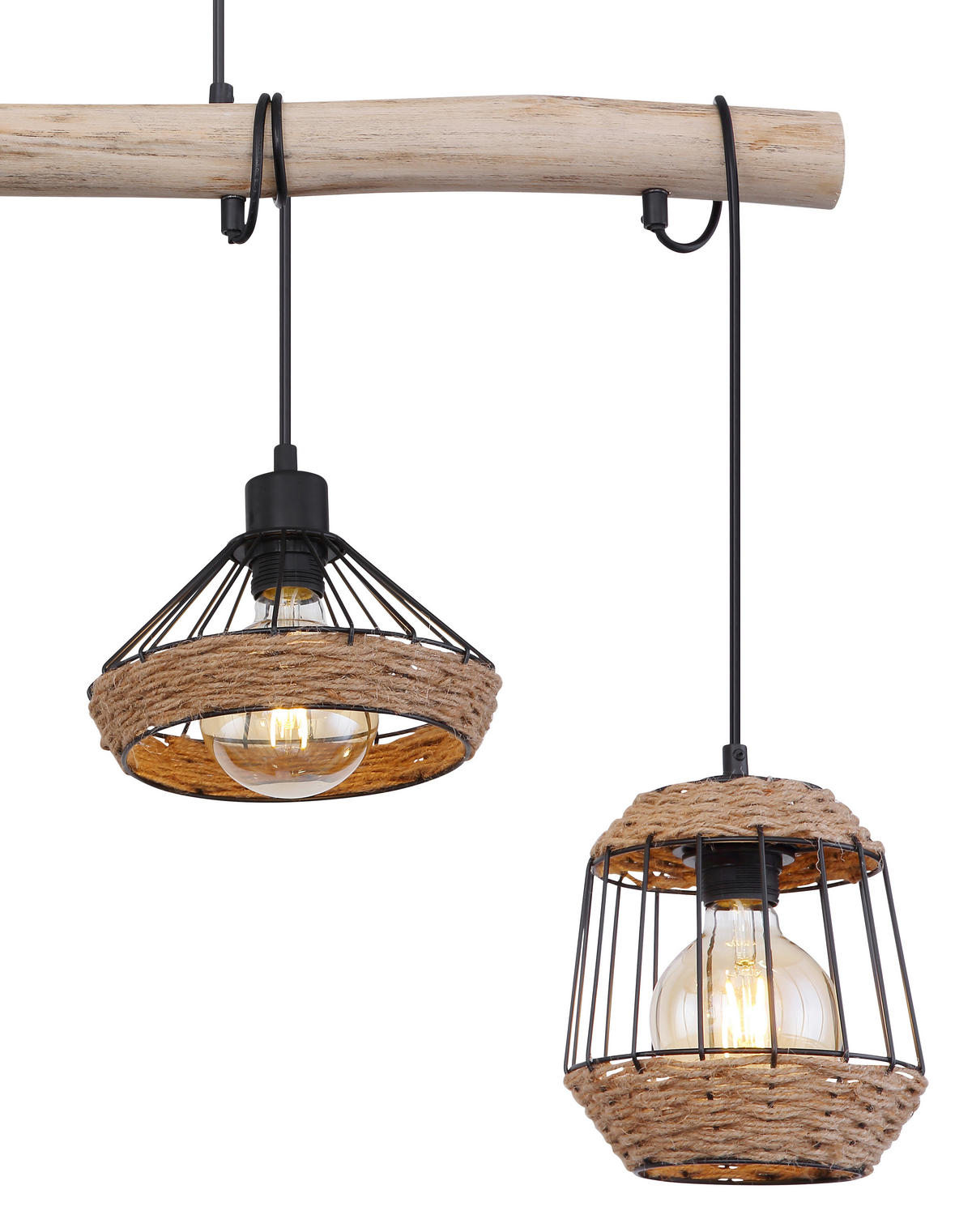 HÄNGELEUCHTE 105/21/120 cm   - Dunkelbraun/Schwarz, LIFESTYLE, Naturmaterialien/Holz (105/21/120cm) - Globo