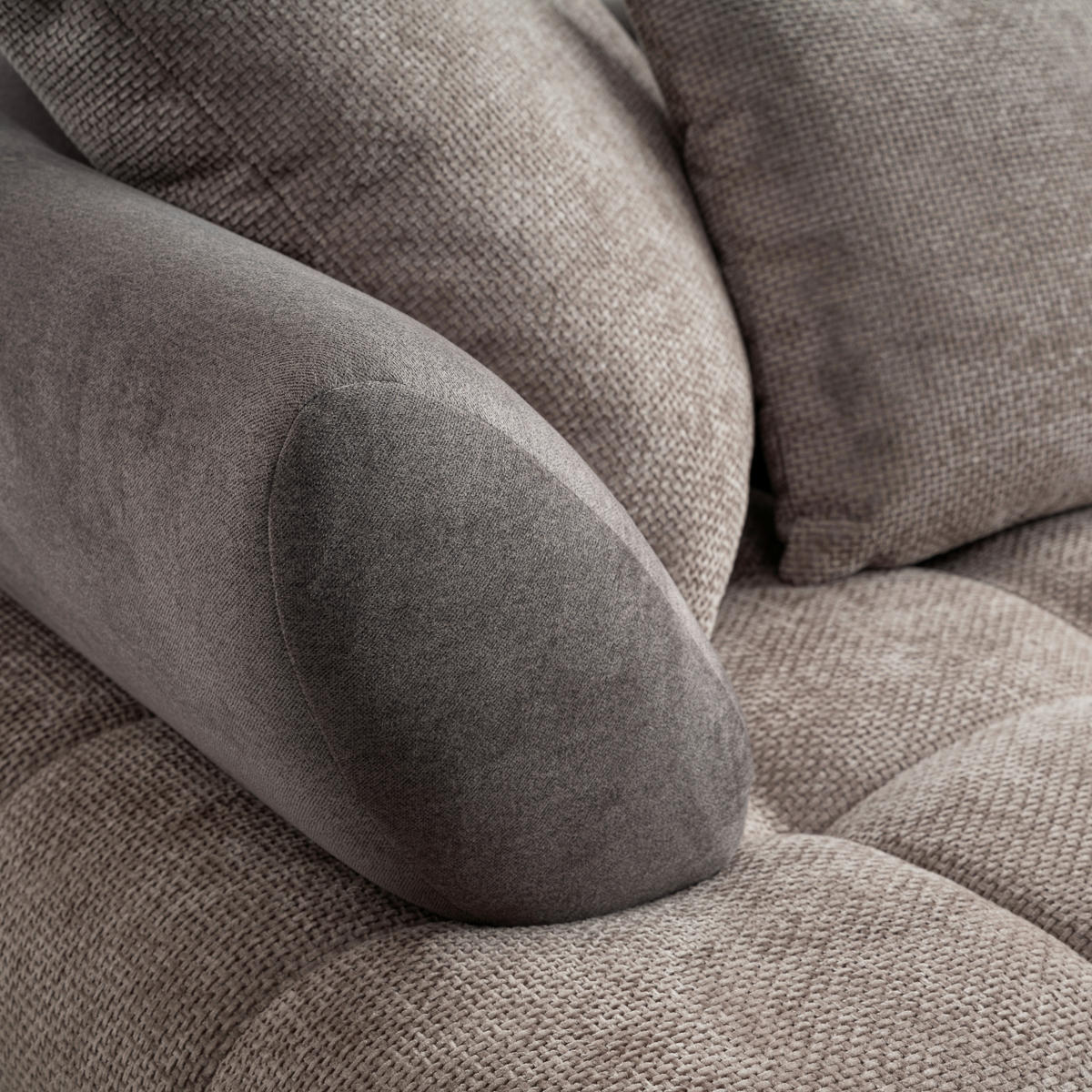 ECKSOFA Chenille Taupe  - Taupe/Schwarz, Modern, Textil/Metall (262/184cm) - MID.YOU