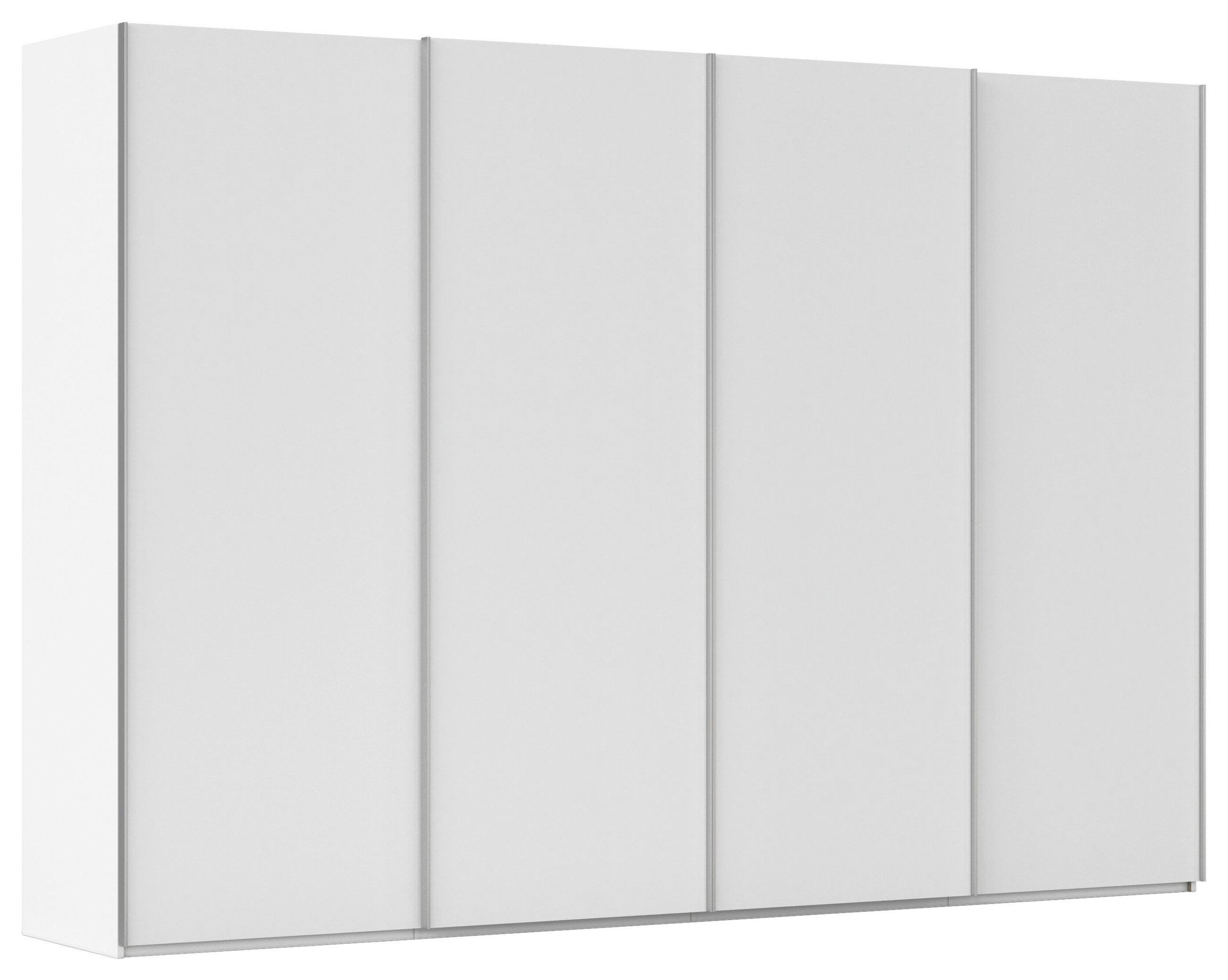 SCHWEBETÜRENSCHRANK 322/236/68 cm 4-türig Weiß, Weiß Hochglanz  - Weiß Hochglanz/Alufarben, Basics, Holzwerkstoff/Metall (322/236/68cm) - Novel