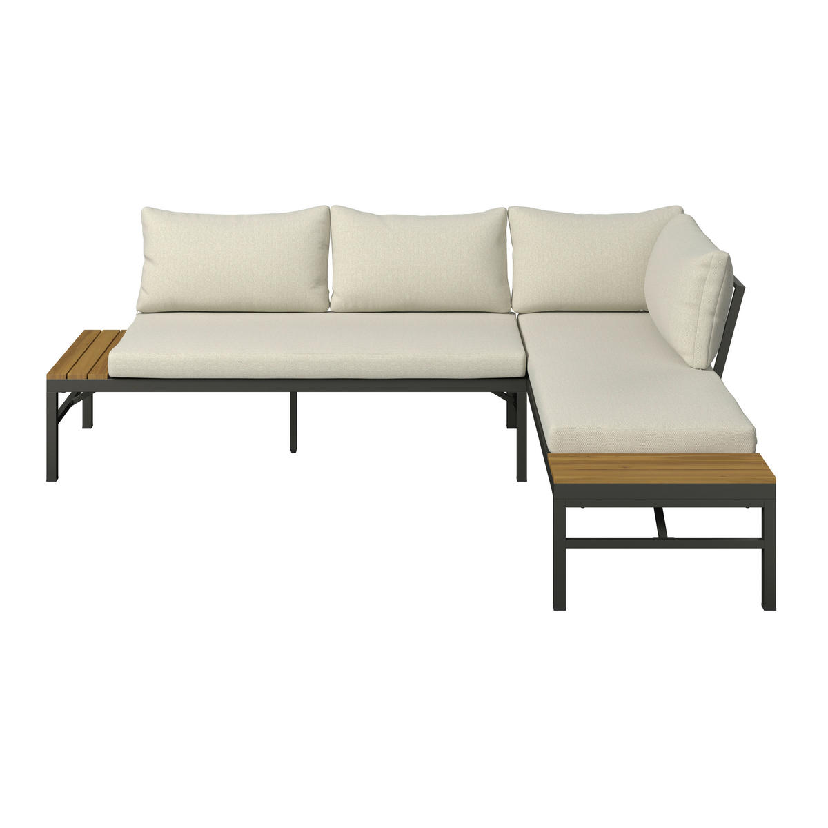 LOUNGE GARNITÚRA   161/67/63 cm  - bézs/akáciaszínű, Modern, textil/fa (161/67/63cm) - Ambia Garden