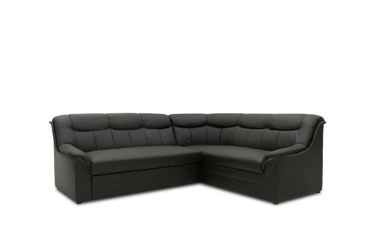 ECKSCHLAFSOFA  BERLIN FK Schwarz Lederlook  - Schwarz, KONVENTIONELL, Kunststoff/Textil (244/205/89cm) - MID.YOU